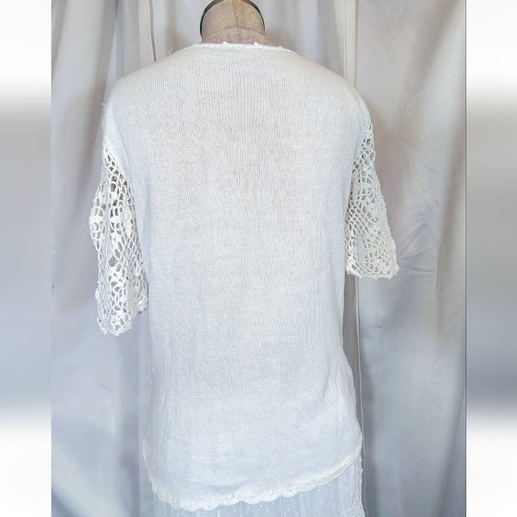 2 Pc:Crochet Vintage Maxi Skirt: St. John Bay Jeri Marque Knit Sweater, White,M - Picture 11 of 16